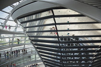 Germany, Berlin, Mitte, Reichstag building with glass dome deisgned by Norman Foster.