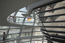 Germany, Berlin, Mitte, Reichstag building with glass dome deisgned by Norman Foster.