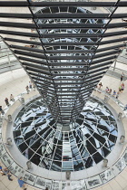Germany, Berlin, Mitte, Reichstag building with glass dome deisgned by Norman Foster.