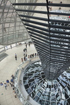 Germany, Berlin, Mitte, Reichstag building with glass dome deisgned by Norman Foster.