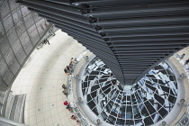 Germany, Berlin, Mitte, Reichstag building with glass dome deisgned by Norman Foster.