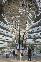 Germany, Berlin, Mitte, Reichstag building with glass dome deisgned by Norman Foster.