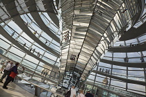 Germany, Berlin, Mitte, Reichstag building with glass dome deisgned by Norman Foster.