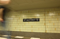 Germany, Berlin, Mitte, Stadmitte underground station platform.