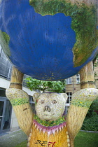 Germany, Berlin, Mitte, Life size fibreglass Buddy bear sculpture.