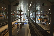 Germany, Berlin, Mitte, Hauptbahnhof steel and glass train station designed by Meinhard von Gerkan.