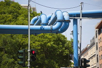 Germany, Berlin, Mitte, Pipework remving ground water for the many construction sites.