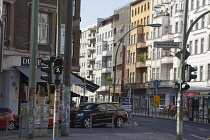 Germany, Berlin, Mitte, Ampelmann crossing sign at the junction of Hannoversche Strasse and Freidrichstrasse.