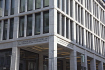 Germany, Berlin, Mitte, Upper East Side office building on corner of Friedrchstrassee and Unter den Linden.