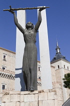Spain, Castilla La Mancha, Toldeo, Statue of Peace at the Alcazar.