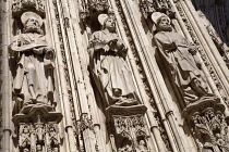 Spain, Castilla La Mancha, Toldeo, Statues of the apostles on the Cathedral porch.