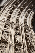 Spain, Castilla La Mancha, Toldeo, Statues of the apostles on the Cathedral porch.