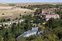 Spain, Castille-Leon, Segovia, View of Santa Cruz Monastery from the Alzazar.