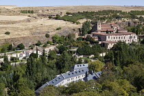 Spain, Castille-Leon, Segovia, View of Santa Cruz Monastery from the Alzazar.
