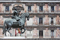 Spain, Madrid, Statue of King Philip III in the Plaza Mayor.