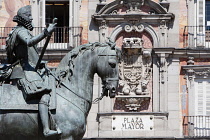 Spain, Madrid, Statue of King Philip III in the Plaza Mayor.