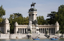 Spain, Madrid, Monument to Alfonso XII at Retiro Park.