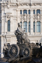 Spain, Madrid, Statue of the goddess Cibeles in Plaza de la Cibeles