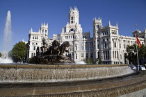 Spain, Madrid, Plaza de la Cibeles & Central Post Office.