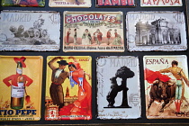 Spain, Madrid, Souvenir enamal plaques.