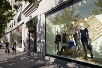 Spain, Madrid, Boutique shops on Calle de Serrano.