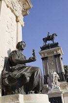 Spain, Madrid, Statue on the monument to Alfonso XII at the Retiro.