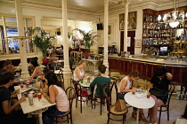 Spain, Madrid, Interior of Cafe Botolleria.