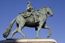 Spain, Madrid, Statue of King Carlos III on Puerta del Sol.