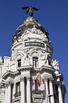 Spain, Madrid, Metropolis Building on Alcala Grand Via junction.