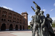 Spain, Madrid, Statue of a matador at the Plaza de Toros de las Ventas.
