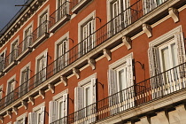 Spain, Madrid, Apartments in the Plaza Mayor.