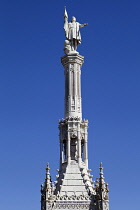 Spain, Madrid, Statue of Christopher Columbus at Plaza de Colon.