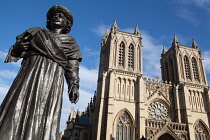 England, Bristol, Statue of Raja Ram Mohan Roy in front of the Cathedral.