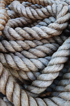 England, Bristol, Coiled rope on the SS Great Britain.