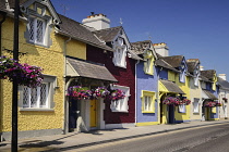 Ireland, County Meath, Trim, Colourful streetscape of terraced houses.