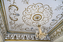 Ireland, County Dublin, Dublin City, Dublin Writers Museum, A section of the ornate ceiling.