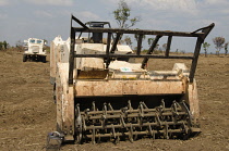 Angola, Mine Wolf Systems radio controlled automated mine clearance machine 'Vanessa' looking for unexploded ordenance.