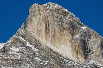 Canada, Alberta, Icefields Parkway, Snow covered mountain escarpment.