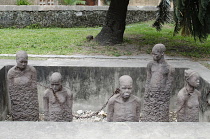 Tanzania, Zanzibar, Stone Town, Sculpture entitled Memory for the Slaves at the former slave market.