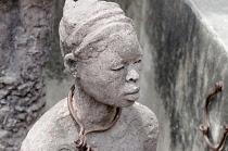 Tanzania, Zanzibar, Stone Town, Sculpture entitled Memory for the Slaves at the former slave market.
