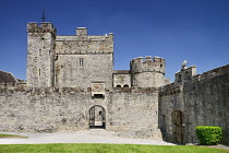 Ireland, County Tipperary, Cahir, Cahir Castle, General view of castle and surrounding wall.