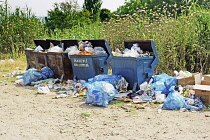 Environment, Waste, Rubbish, Overflowing Garbage Bins, Pamukkale, Turkey.