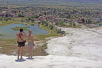 Turkey, Denizil Province, Pamukkale, Travertine, Terrace Hill, Limestone Hot Spring, Pond.