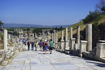 Turkey, Izmir Province, Selcuk, Ephesus, Roman Ruined City, Colonnaded Street.