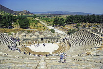 Turkey, Izmir Province, Selcuk, Ephesus Theatre Skene, Stage Building and Marble Streets.