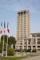 France, Normandy, Le Havre, The Clock of Hotel De Ville.