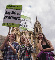 Politics, Demonstrations, Climate Protest outside the Houses of Parliament, London, England.