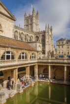 England, Bath, The Roman Baths, the great bath, the only hot springs in the UK.