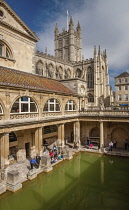 England, Bath, The Roman Baths, the great bath, the only hot springs in the UK.