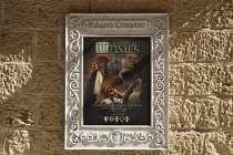 Malta, Mdina, Plaque advertising Medieval Times display.